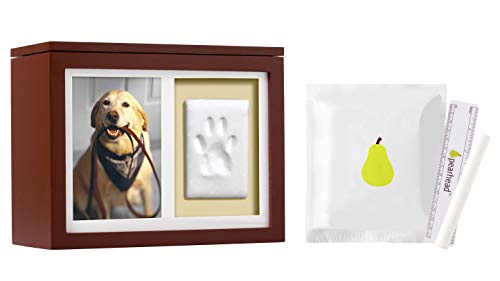 Pearhead Pet Photo Memory Box and Impression Kit for Dog or Cat Paw Print, Clay Paw Print Urn, Pet Memorial, Espresso