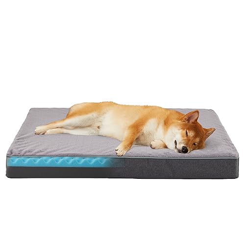 WATANIYA PET Cooling Dog Beds for Large Dogs, Memory Foam Large Sized Dog Bed, Washable Orthopedic Dog Bed for Crate with ...