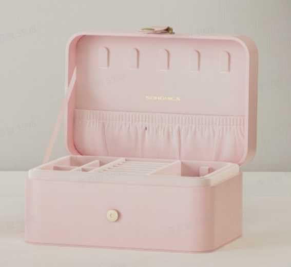 SONGMICS Jewelry Organizer Box, Travel Jewelry Case, 2-Layer Travel Case for Earrings, Necklaces, Bracelets - Portable Jew...