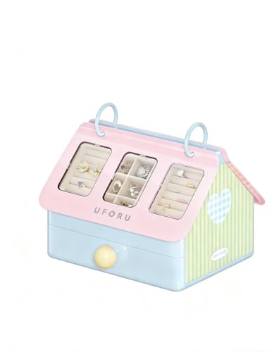 Reflygen Lovely Jewellery Storage Box,Multi-Compartment Clear Window For Earrings,Rings,Necklaces,Portable Desktop Storage...