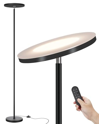 JOOFO LED Floor Lamp – Super Bright Torchiere with Remote & Foot Switch, Stepless Dimmable Tall Standing Lamp, 69" Modern ...