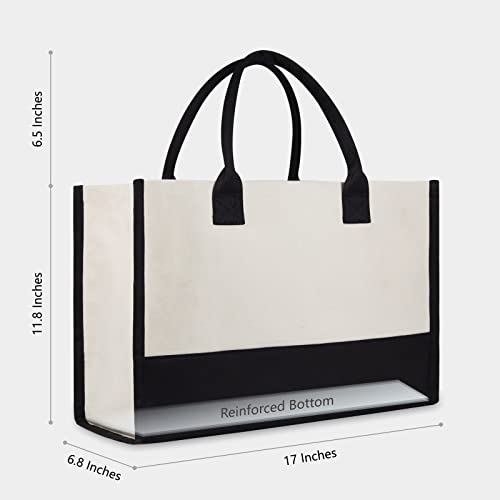 TOPDesign Personalized Initial Canvas Beach Bag, Monogrammed Gift Tote Bag for Women