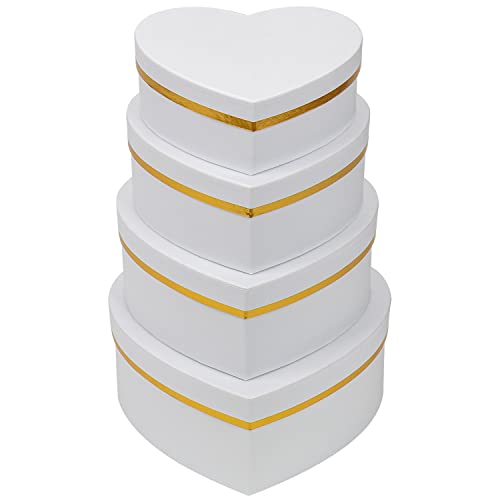 Oairse White Gift Boxes with Lids for Present Heart Shaped Flower Boxes for Arrangements Set of 4 Floral Gift Boxes for Br...