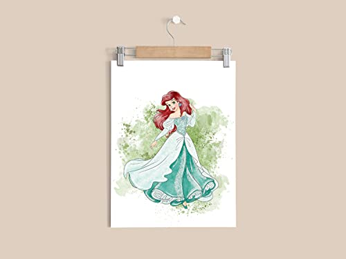 Nistio Princess Nursery Wall Art Prints, Ariel Nursery Poster, Newborn Gift, Cinderella Baby Room Decor For Girls, Princes...