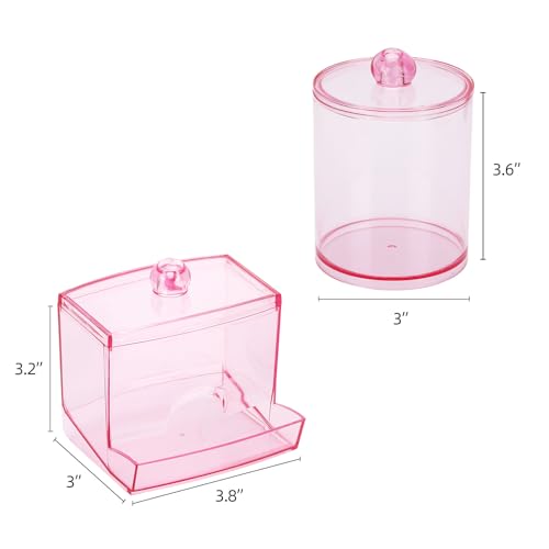 Tbestmax Pink Qtips Dispenser Bathroom Container, 10/12 oz Big Cotton Ball Holder, Apothecary Jar Organizer for Storage Co...