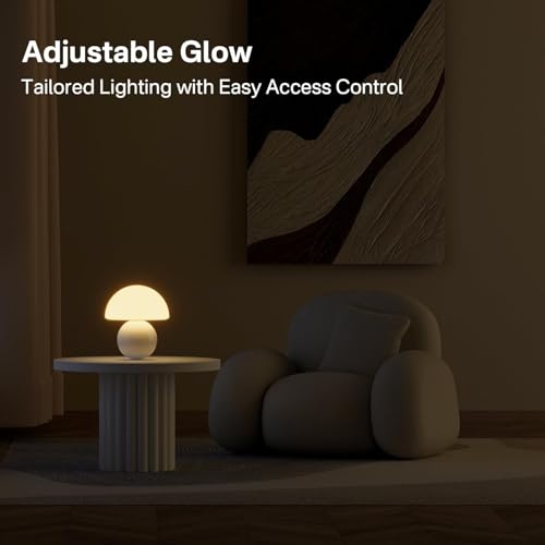 Dawnwake Mushroom Lamp Table Desk Bedside Lamp, Mushroom Decor Nightstand Small Table Lamps for Bedroom Night Stands (White)