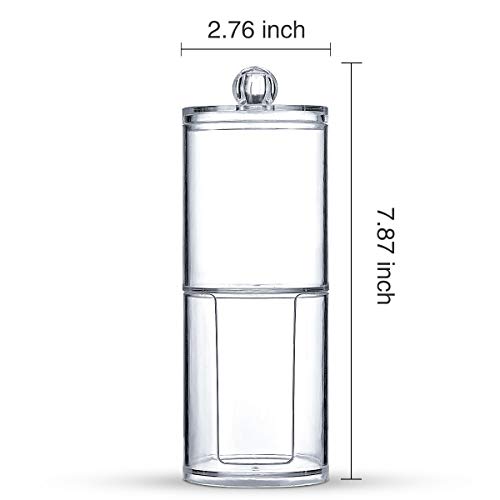 SheeChung 2-Pack Clear Acrylic Qtip Holder - Shatterproof Apothecary Jars for Bathroom Organization - Vanity Storage Canis...