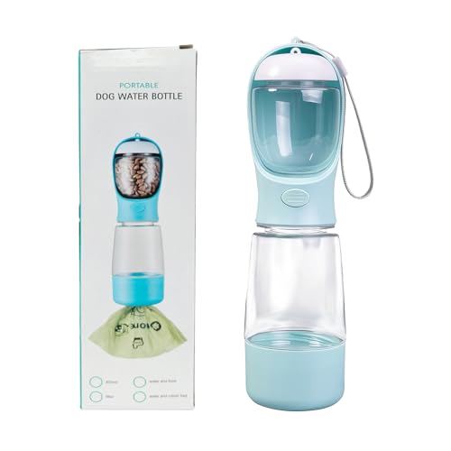 Dbbsfst 3-in-1 Dog Water Bottle Portable Leak Proof Pet Water Dispenser with Built-in Snack Storage & Waste Bag Holder 14o...
