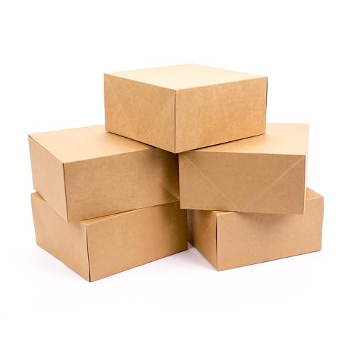 Hallmark 8" Gift Boxes (Pack of 5; Square Kraft) for Valentine's Day, Birthdays, Crafts and More