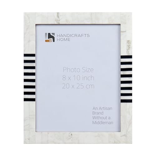 Handicrafts Home White Picture Frame, Handmade Resin Inlay 8x10 Black & White Photo Frame for Decorative Photo Frames for ...