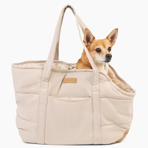 NoblePup Plush Dog Purse Carrier for Small Dogs, Soft Dog Tote Bag with Safety Harness Clip, Cozy Pet Carrier for Dogs Und...