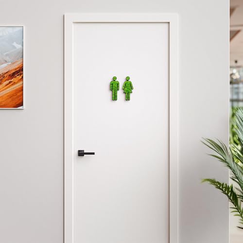 MOOSWERK Moss Restroom Sign Handmade in Germany – Self-Adhesive Preserved Reindeer Lichen Bathroom Door Sign for Men & Wom...