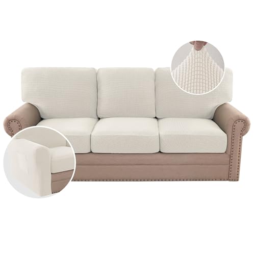 H.VERSAILTEX Multi-Pieces Sofa Covers Stretch Couch Covers Form Fitted Seats and Back Cushions Covers (3 Seat Covers Plus ...