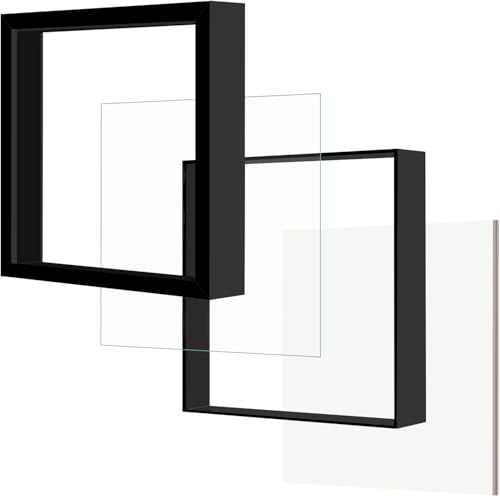 Picrit Shadow Box Frame 12x12, Display Case Box with High Definition Real Glass and Black Back for Memorabilia, Baby Item...