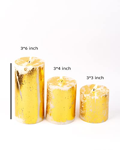 AuraDecor Unscented Pillar Candle Set of 3 (3inch*3inch, 3inch*4inch, 3inch*6inch) || Unscented Candle || Long Burning || ...