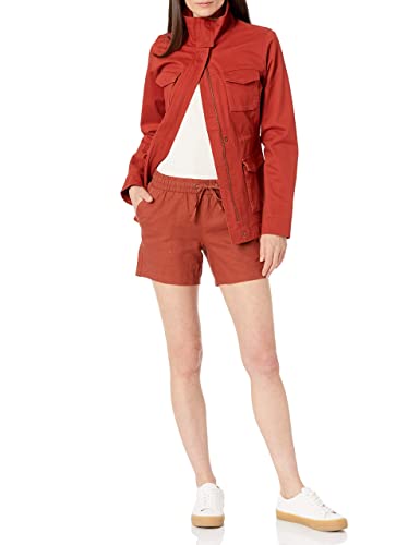 Amazon Essentials Women's 5" Inseam Drawstring Elastic Waist Linen Blend Summer Shorts
