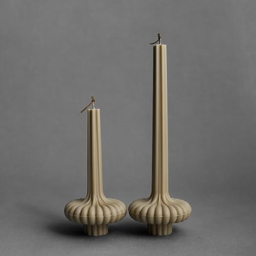 LAWA Set of 2 Pumpkin Base Candle - Beautiful Handmade Pillar Unscented Soy Wax Elegant Aesthetic Vase Candle Housewarming...