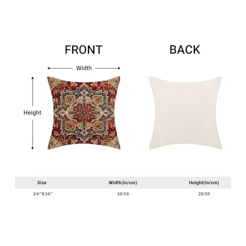 BETGINY Boho Pillow Covers 20 x 20 Inch Pack of 2, Burgundy Red Bohemian Rug Carpet Pattern Decorative Throw Pillow Cases ...