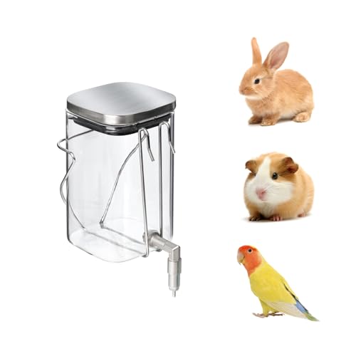 HardcorePet Premium Stainless Steel & Glass Pet Water Bottle - Firing Pin No-Drip Dispenser for Rabbits/Parrots/Rodents | ...
