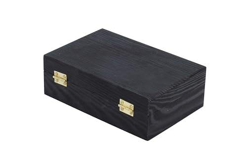 Creative Hobbies Small Black Wooden Keepsake Box with Gold Clasp - 6″ × 4″ × 2″ Painted Storage Case for Jewelry, Photos, ...