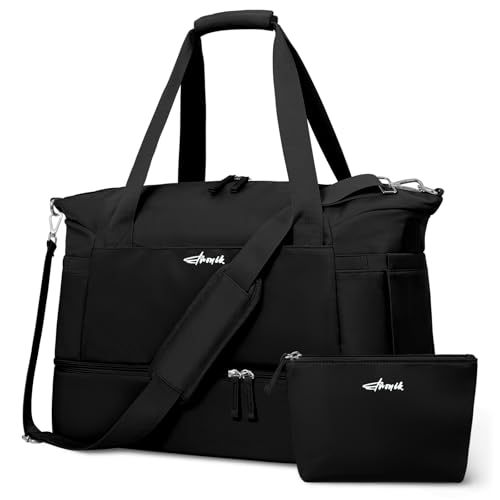 ETRONIK Gym Bag for Women, Personal Item Travel Bag with Shoes Compartment, Weekender Overnight Duffel Bag with Wet Pocke...