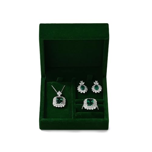 Papten 3 in 1 Velvet Jewelry Set Gift Box Earring Gift Box Ring Necklace Boxes Small Jewelry Storage Boxes for Travel Birt...