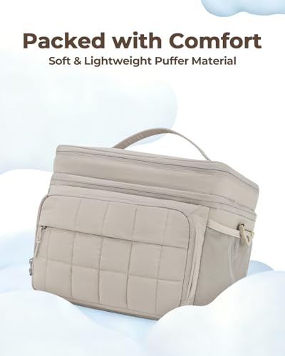 Puffer Cooler Bag 32 Cans Insulated Soft Sided Cooler Double Deck Collapsible Lunch Box for Picnic, Beach, Hiking, Campin...