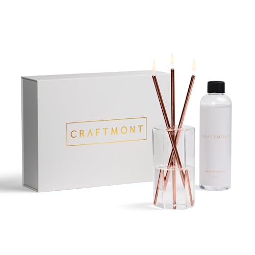 Craftmont Refillable Candle Set - Unscented Paraffin Oil Candles Set with Metal Candlesticks, Glass Vase & Steel Funnel - ...