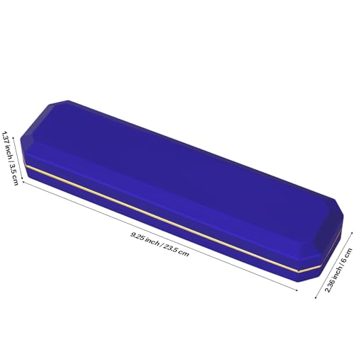 Luxury LED Necklace Long Chain Gift Box with LED Light, Velvet Jewelry Box Storage Case Organizer Holder (Blue)