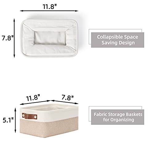 HNZIGE Small Fabric Baskets for Organizing(6 pack) Collapsible Storage Baskets for Shelves, Closets, Laundry, Nursery, Dec...