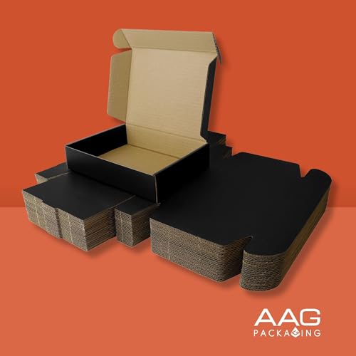 Corrugated Shipping Box Mailers, Black Folding Mailer Boxes for E-commerce Orders, Easy Assemble Shipping Cartons, small b...