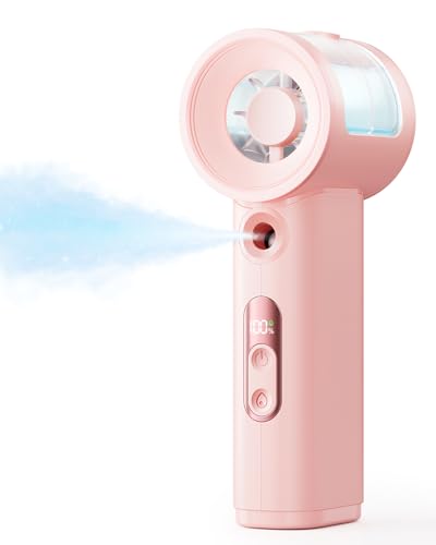 SWEETFULL Handheld Misting Fan Portable - 5000mAh Rechargeable Battery, Powerful Turbo Personal Mister Fans, 5 Speed, Mini...