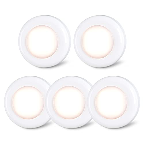 STAR-SPANGLED Push Tap Light, 2.8” Mini Night Touch LED Puck Lamp, Portable Under Cabinet Lighting AAA Battery Operated Po...