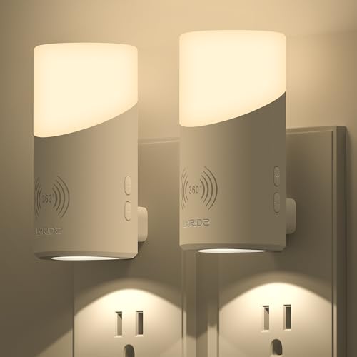 Lyridz LED Plug-in Night Light with 360° Motion Sensor, 1-150 Lumens Dimmable Nightlights Indoor for Bathroom, Bedroom, Ha...