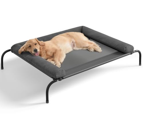 WESTERN HOME Cooling Elevated Dog Bed for Large Dogs, Portable Indoor & Outdoor Raised Dog Bed with Breathable Mesh, Chew ...