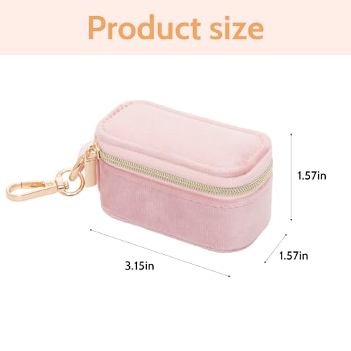 Sdfvsdg Velvet Mini Travel Jewelry Case Small 2-in-1 Ring Holder Box Keychain Portable Storage Clutch Organizer Gift for W...