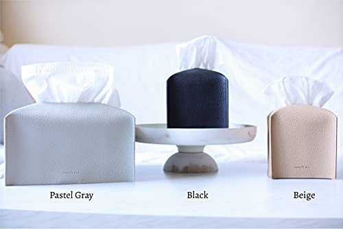 Tissue Box Cover Holder, Square with Bottom Belt by Carrot's Den - PU Leather Decorative Organizer for Tabletop, Bathroom,...