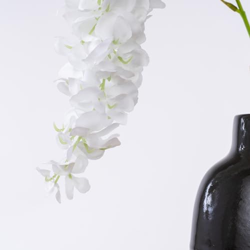 ELITE FLORAL Pack of 24 Artificial White Wisteria Flower Stem – 39" in., Indoor Outdoor Decorative Wedding Flowers with Gr...
