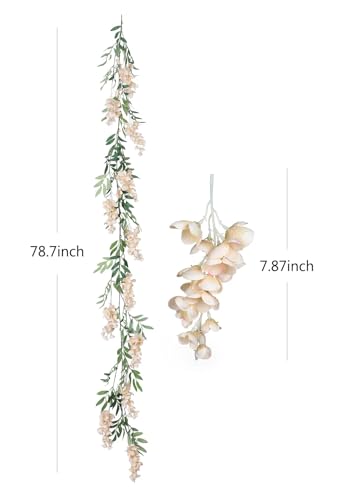 Duovlo 4Pcs 6.6Ft/Piece Imitation Silk Wisteria Garland Hanging Flower Vine for Home Outdoor Garden Ceremony Wedding Arch ...