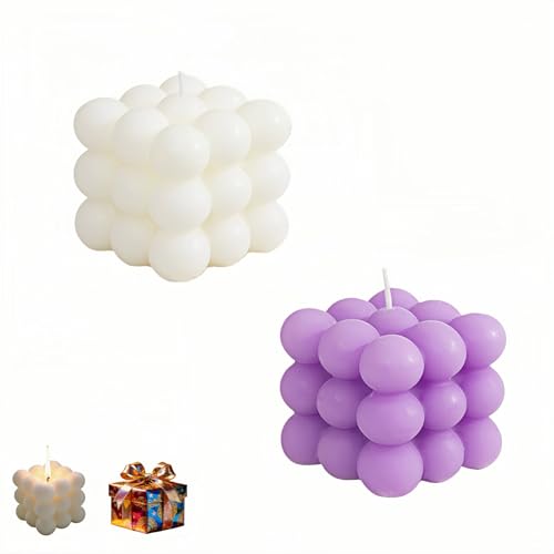 Cube Bubble Candle, Soy Wax Scented Candles with Plant Essential Oils, Decorative Geometric Candles for Home Decor, Aromat...