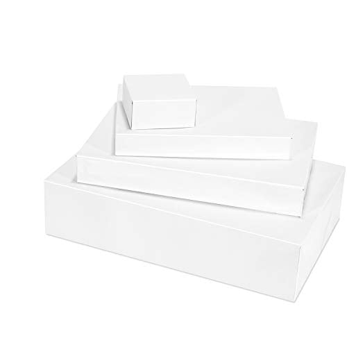 MOMONI Premium 13 Piece White Gift Boxes with Lids of Assorted Sizes with 4 inch Deep Robe Wrapping Boxes Set for Wrapping...