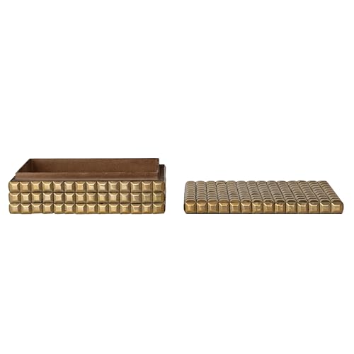 Bloomingville Reclaimed Wood Decorative Box with Brass Accents, Gold