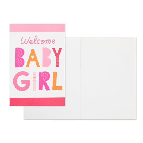 Hallmark 15" Extra Large Gift Bag with Card and Tissue Paper for Baby Shower (Welcome Baby Girl, Pink and Orange) for New ...