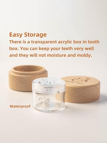 iwoohome Tooth Fairy Box for Girls and Boys Wooden Cute Tooth Box with Transparent acrylic bottle, Lost Teeth Storage for ...