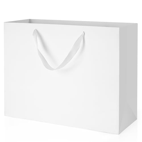 MOXARYSU White Gift Bags With Handles: 16x6x12 Inch 3pcs Extra Large White Paper Gags Bulk For Party Shopping Birthday Wed...