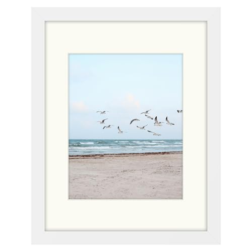 Frametory, 11x14 Frames Display 8x10 Picture with Mat or 11x14 Photo Without Mat, Shatter-Resistant Glass, Pre-Installed W...