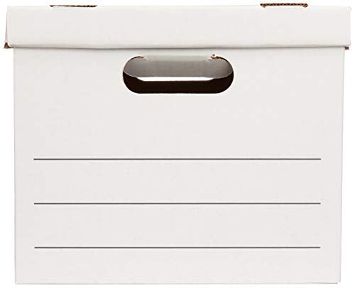 Amazon Basics Storage/Filing Boxes with Lift-Off Lid, Letter/Legal Size, Collapsible, Tape-Free Assembly, White, 16.2" L x...