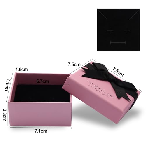 14pcs Small pink Cardboard Gift Jewelry Boxes for Necklace, Earring, Ring, Pendant, Bracelet, Anklet, Jewelry Holder，Bulk ...