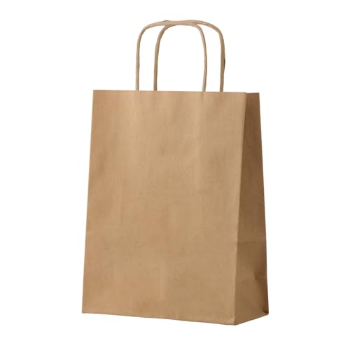 FACEBAG 50-Pack Brown Paper Bags with Handles Bulk, 8x4.25x10.5 Inches,Medium-sized Gift Bags with Handles for Party Favor...