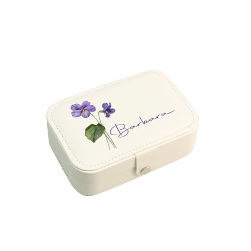 Customizable Rectangle PU Leather Jewelry Box – Personalized with Birth Flower & Name | Detachable Interior | UV or Vinyl ...